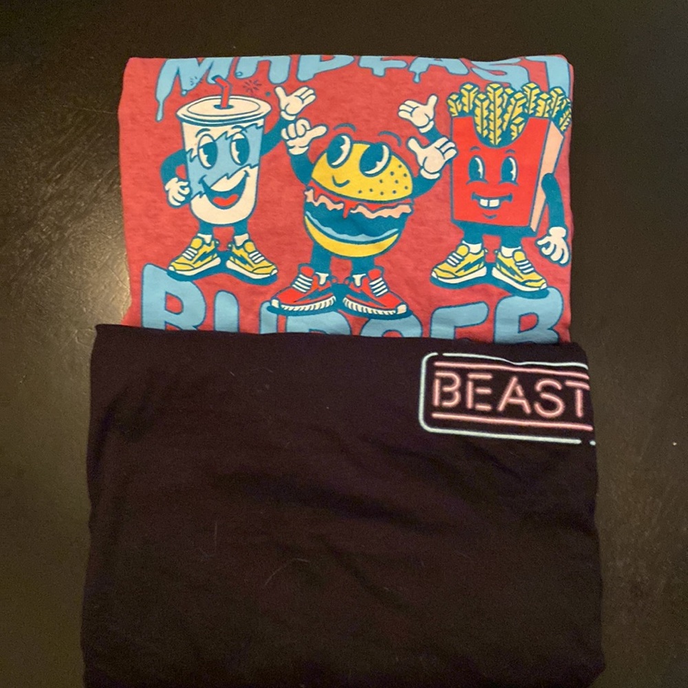 Two new without tags Mr. Beast Adult M short sleeve T-shirts.